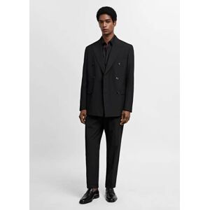 mango man Slim Fit-Anzugblazer in Wickel-Optik - Schwarz - 48 - männlich