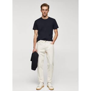 mango man Basic-T-Shirt aus Stretchbaumwolle - Dunkles Marineblau - S - männlich