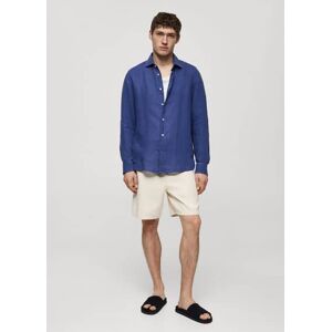 mango man Classic-Fit-Hemd aus 100 % Leinen - Tintenblau - XXL - männlich