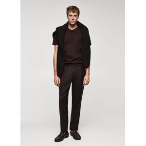 mango man Basic-Baumwollshirt mit V-Ausschnitt - Bordeaux - XS - männlich