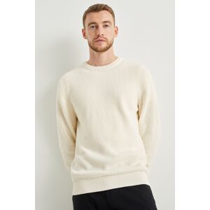 C&A Pullover-gerippt, Weiss, Größe: L Männlich