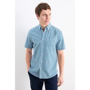 C&A Hemd-Regular Fit-Button-down-kariert, Blau, Größe: M Männlich