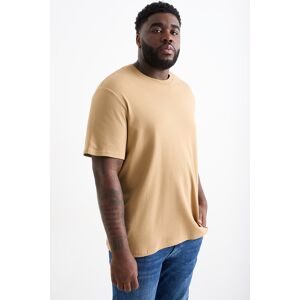 C&A T-Shirt-strukturiert, Beige, Größe: 6XL Männlich