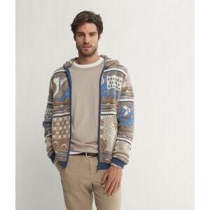 Falconeri Kapuzenjacke Jacquard Fantasia Mann Jeansblau/ecru Größe S