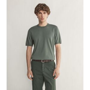 Falconeri Rundhals-T-Shirt mit kurzen Ärmeln aus frischer Baumwolle Mann Lorbeergrün Größe 50