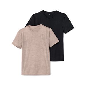 Tchibo - 2 T-Shirts mit Merinowolle - Schwarz/Meliert - Gr.: L Polyester 1x L