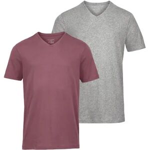 Tchibo - 2 T-Shirts mit V-Ausschnitt - Hellgrau/Meliert - 100% Baumwolle - Gr.: L Baumwolle 1x L male