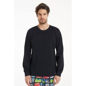 Tezenis Langarmpullover mit Rundhalsausschnitt aus Baumwolle mit Print Mann Schwarz Größe M