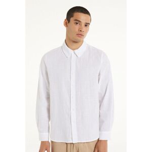 Tezenis Langarm-Bluse aus 100 % superleichter Baumwolle Mann Weiß Größe L