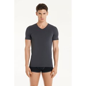Tezenis T-Shirt mit V-Ausschnitt aus Stretch-Baumwolle Mann Dunkelgrau Größe S