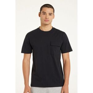 Tezenis Rundhals-T-Shirt aus Baumwolle und Brusttasche Mann Schwarz Größe S