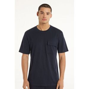 Tezenis Rundhals-T-Shirt aus Baumwolle und Brusttasche Mann Blau Größe S