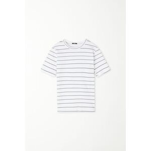 Tezenis Rundhals-T-Shirt aus gerippter Baumwolle mit Streifenprint Junge Weiß Größe 12-13