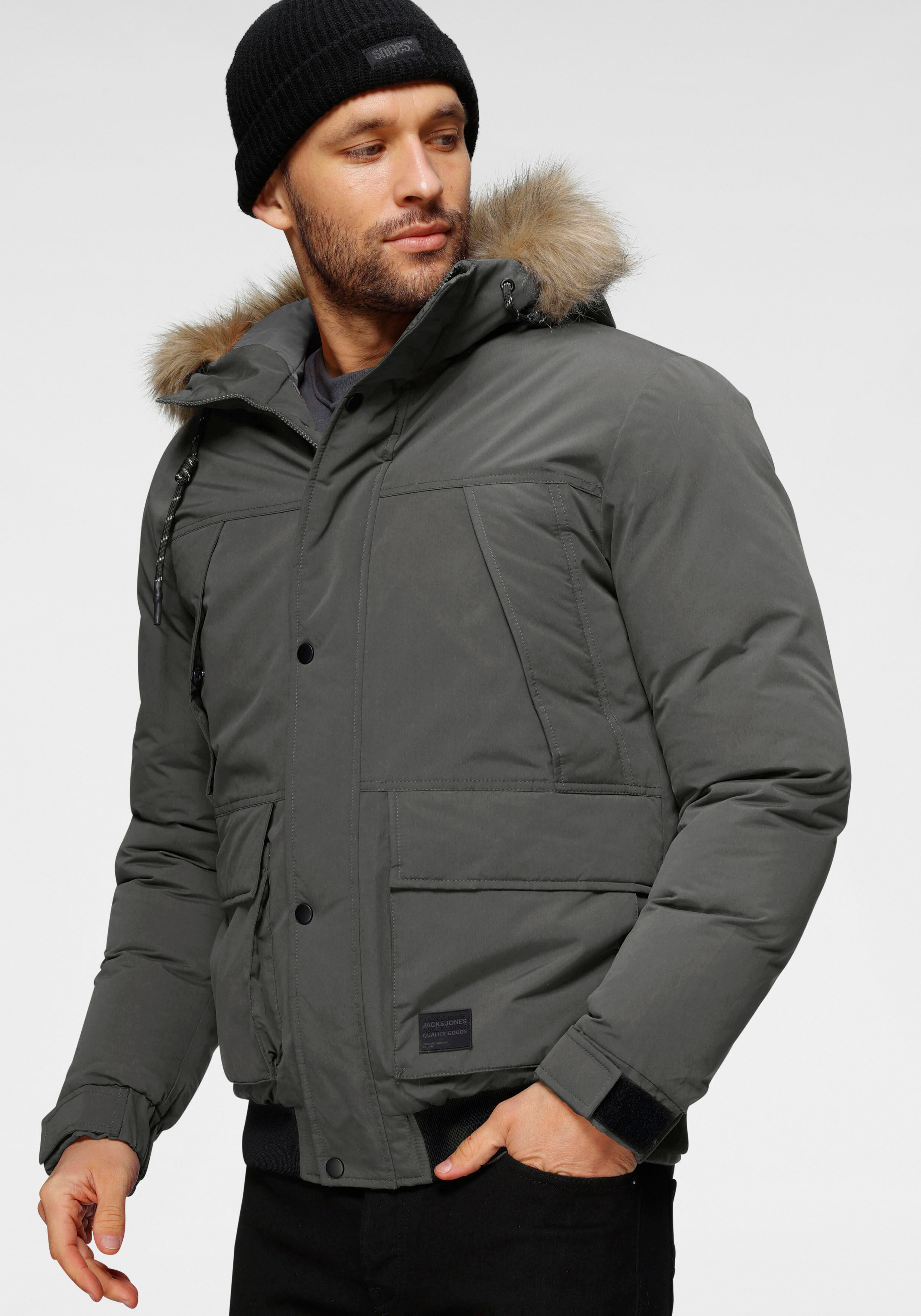 Jack & Jones Bomberjacke »SUPER BOMBER« grau  L (50) M (48) S (46) XL (52) XS (44) XXL (54)