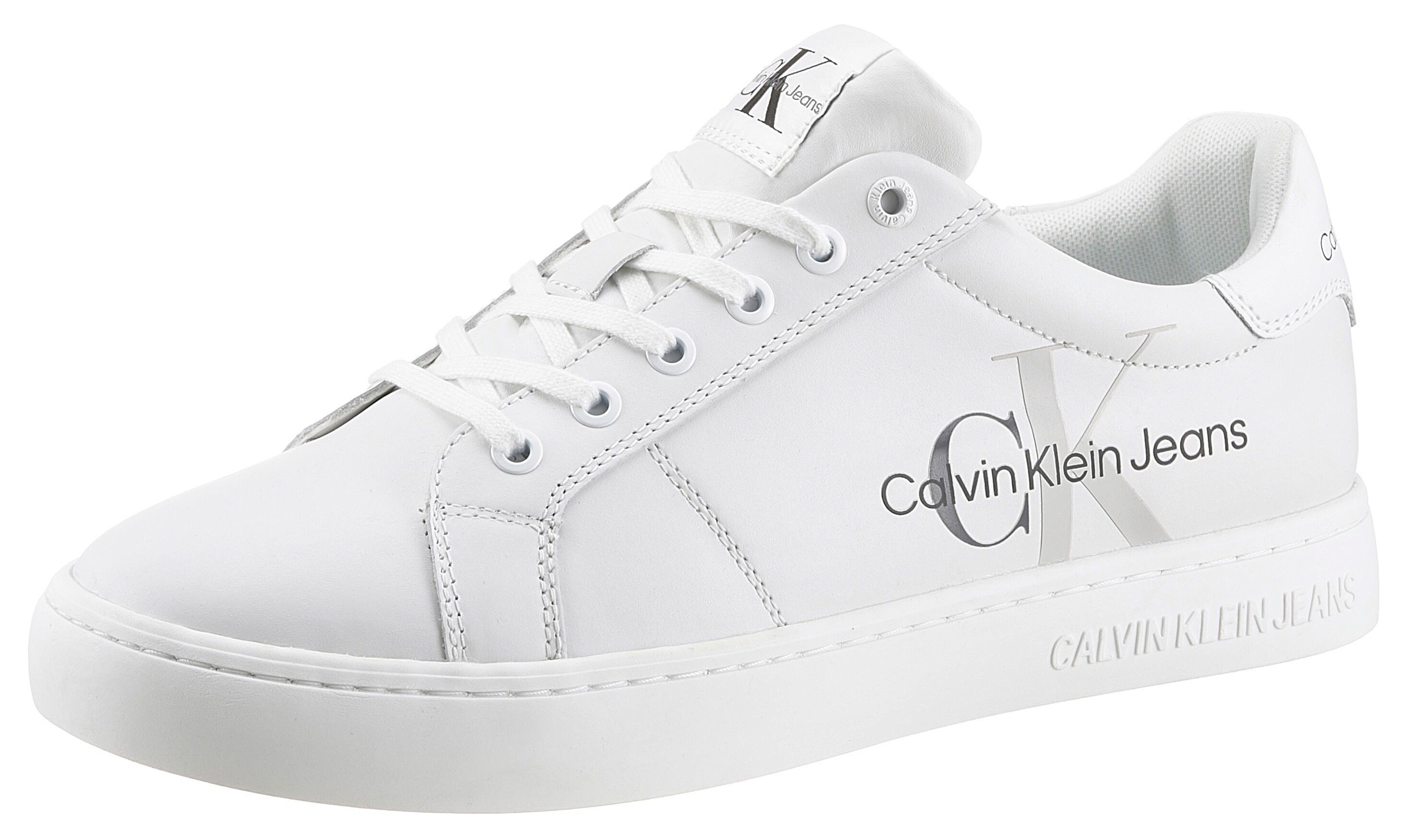 Calvin Klein Jeans Sneaker »Cupsole laceup Sneaker logo«, mit weisser Laufsohle weiss  40 41 42 43 44 45 46