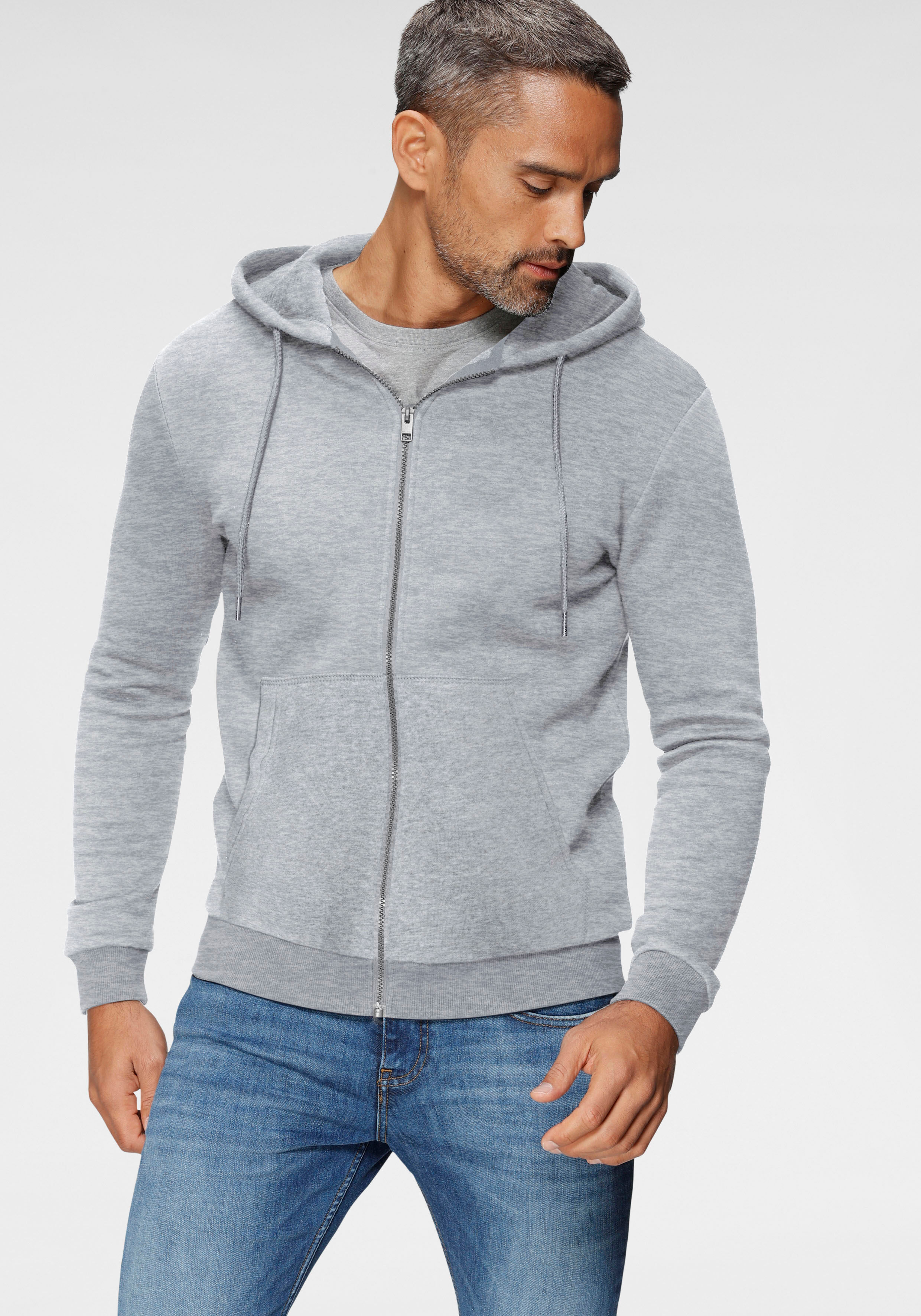 Jack & Jones Kapuzensweatjacke »SOFT BASIC SWEAT ZIP HOOD« grau  L (50) M (48) S (46) XL (52/54) XS (44) XXL (56/58)