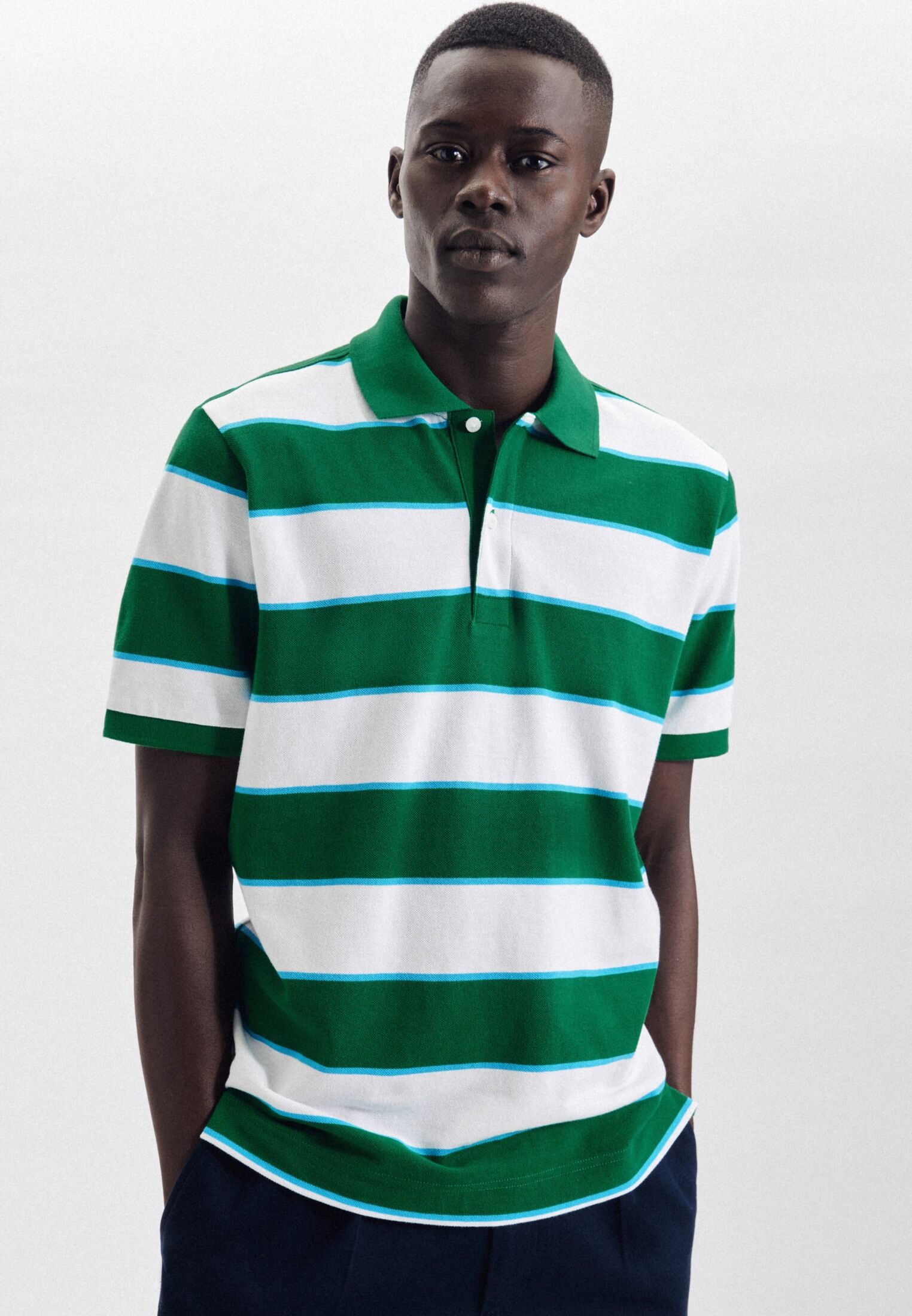 seidensticker Poloshirt »Regular«, Kurzarm Kragen Streifen grün  3XL L M S XL XXL