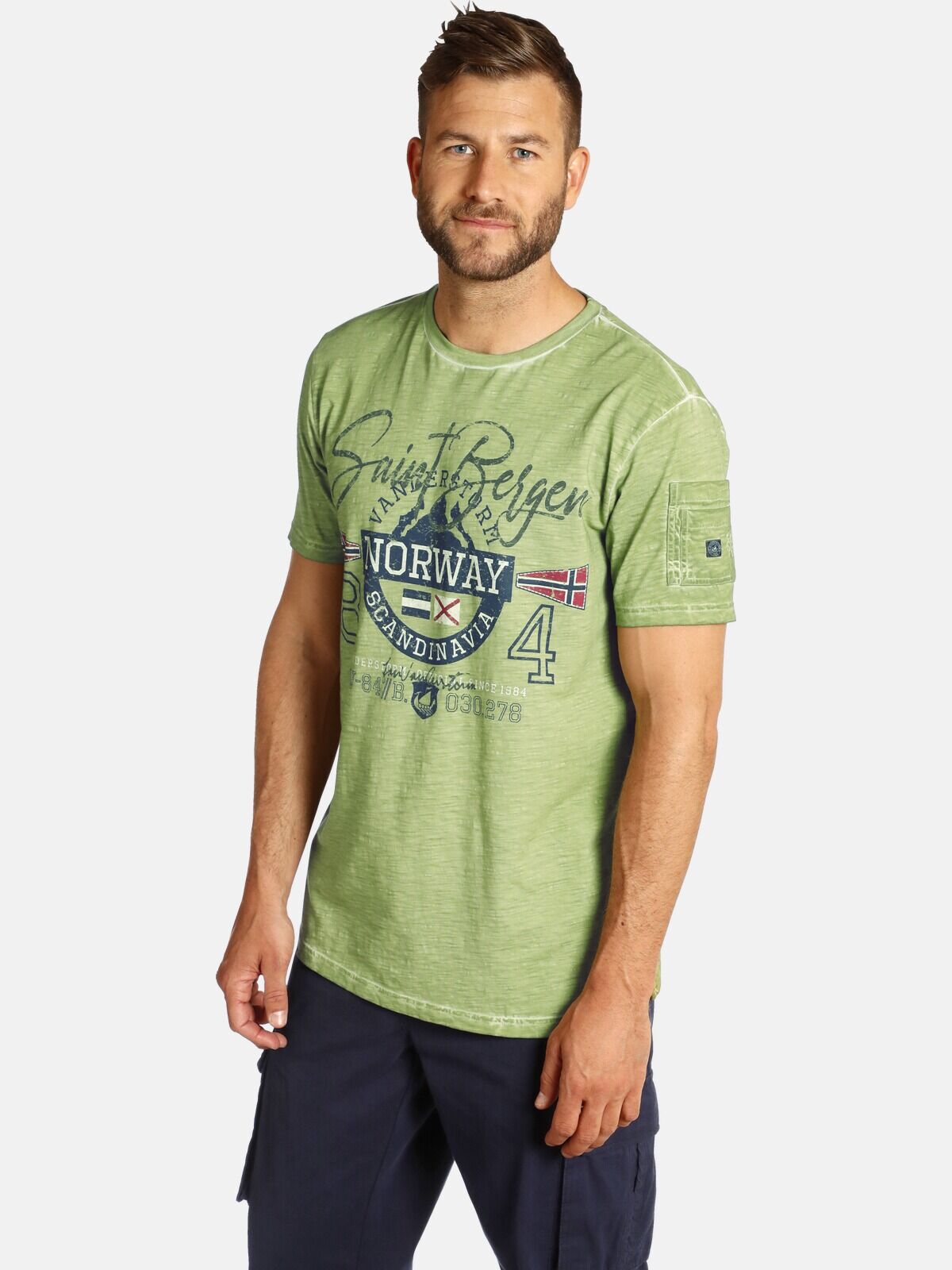 Jan Vanderstorm T-Shirt »HELGO«, jedes Shirt ist ein Unikat grün  52/54 (L) 56/58 (XL) 60/62 (XXL) 64/66 (3XL) 68/70 (4XL) 72/74 (5XL) 76/78 (6XL) 80/82 (7XL)