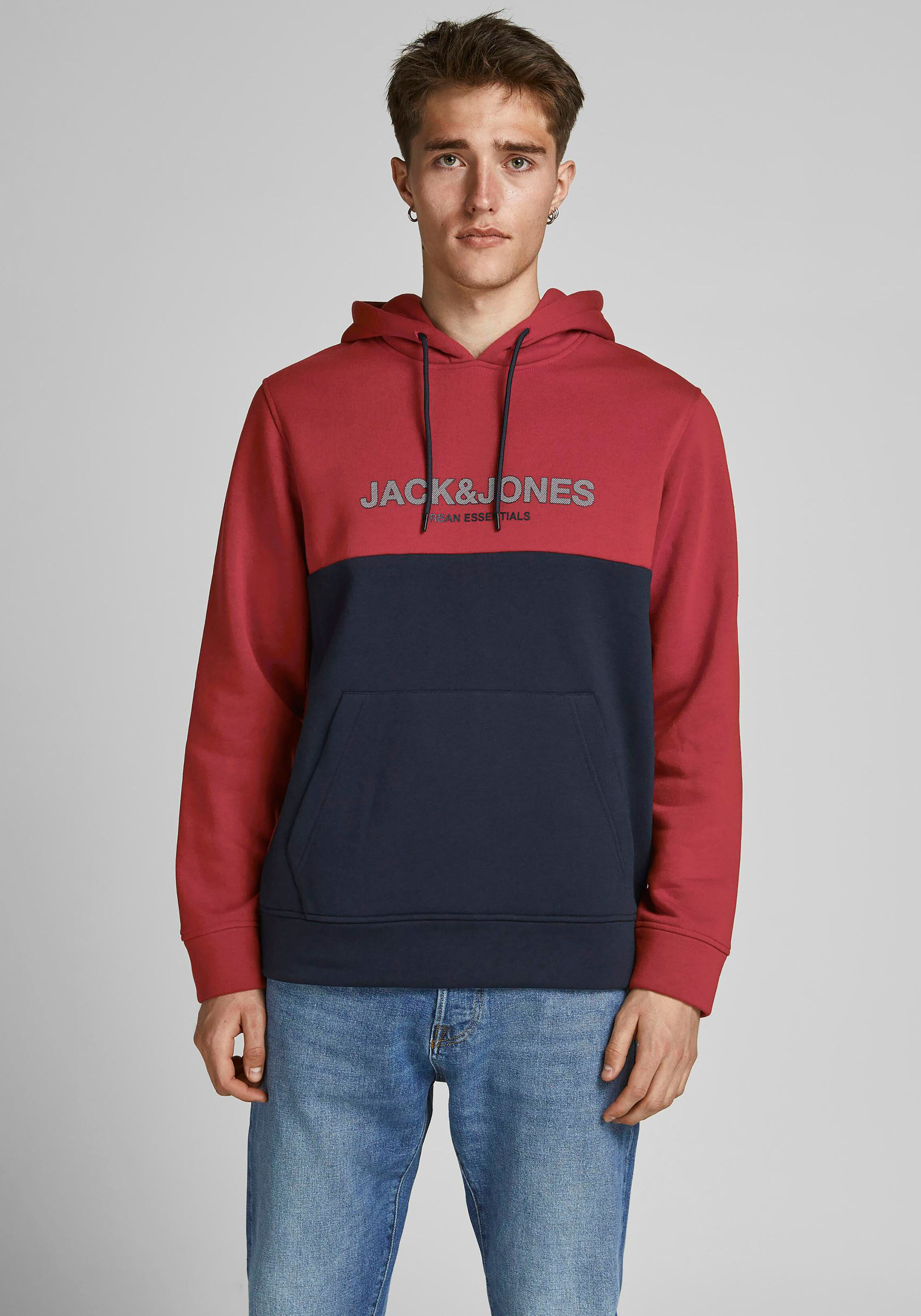 Jack & Jones Kapuzensweatshirt »URBAN BLOCKING SWEAT HOOD« rot  L (50) M (48) S (46) XL (52/54) XS (44) XXL (56/58)