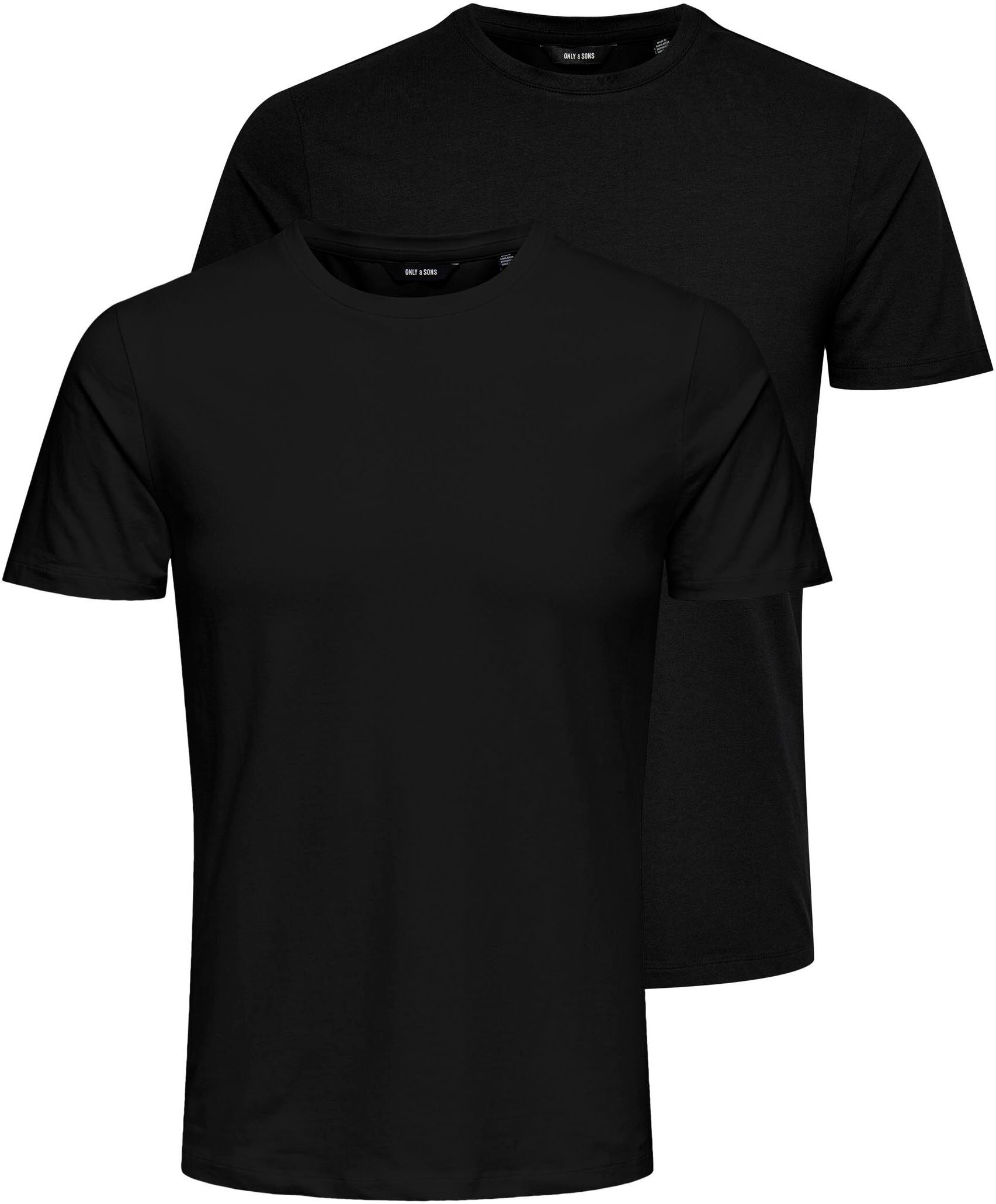 ONLY & SONS T-Shirt »BASIC LIFE SLIM O-NECK 2-PACK«, (Packung, 2 tlg., 2er-Pack) schwarz  L (52) M (50) S (46/48) XL (54/56) XS (44) XXL (58)