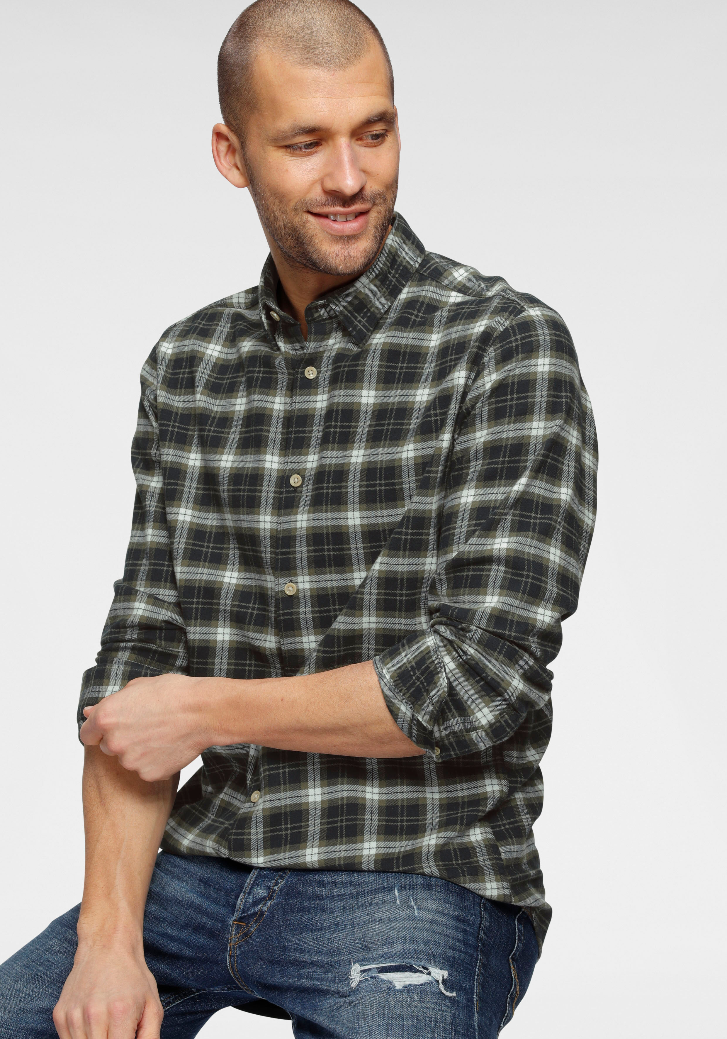 Jack & Jones Karohemd »PLAIN JAN SHIRT« grün  L (52) M (48/50) S (44/46) XL (54) XS (42) XXL (56)