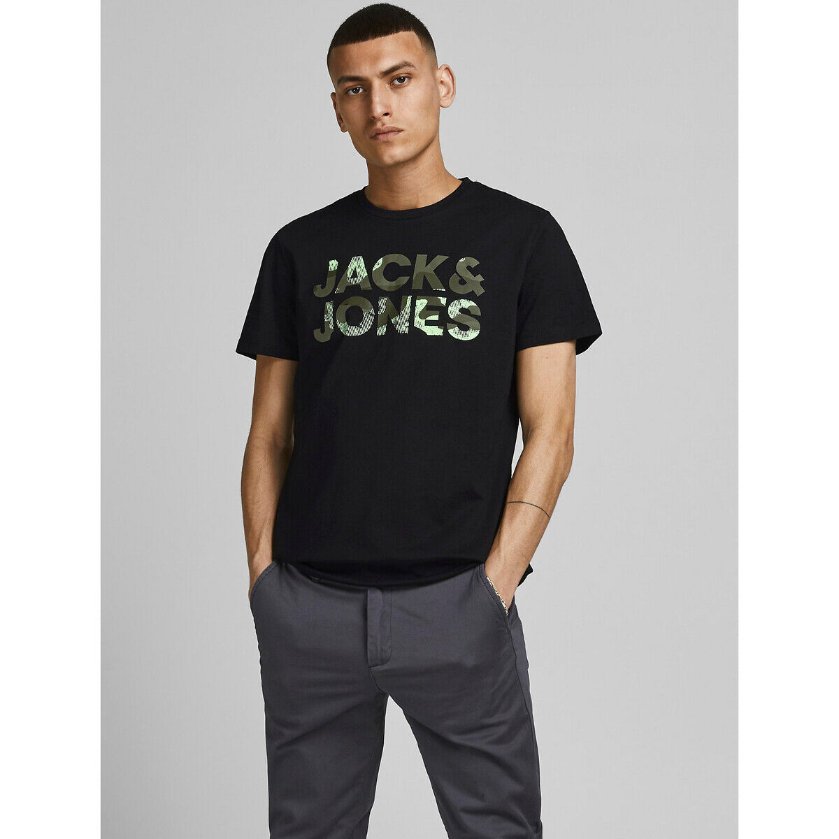 JACK & JONES T-Shirt Soldier, runder Ausschnitt GRAU;SCHWARZ