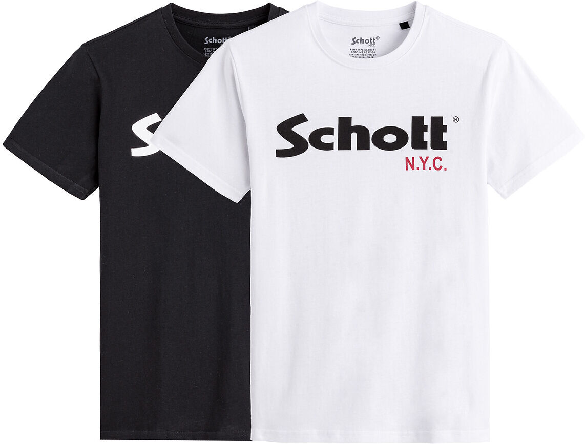 SCHOTT 2er-Pack T-Shirts, grosses Schott-Logo WEISS