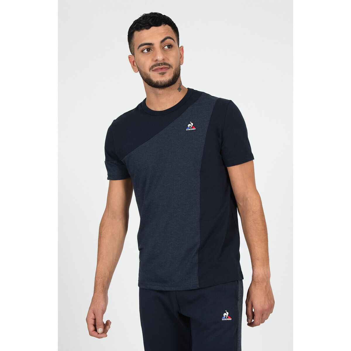 LE COQ SPORTIF T-Shirt mit rundem Ausschnitt, unifarben BLAU