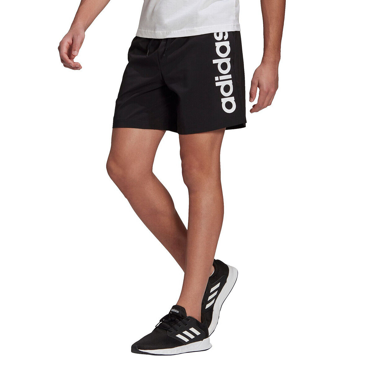 Adidas Shorts, seitlicher Logoprint SCHWARZ