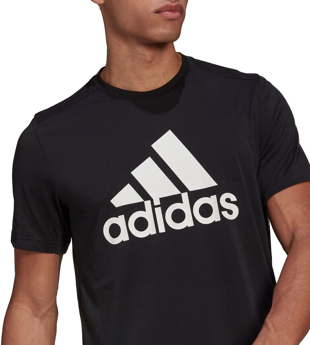 Adidas Kurzärmeliges Sportshirt mit grossem Logoprint SCHWARZ