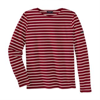 Herren-Bretagne-Langarm-Shirt oder T-Shirt, Langarm-Shirt - 50 - Rot/Ecru