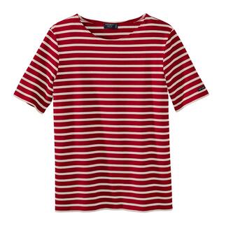 Herren-Bretagne-Langarm-Shirt oder T-Shirt, T-Shirt - 52 - Rot/Ecru