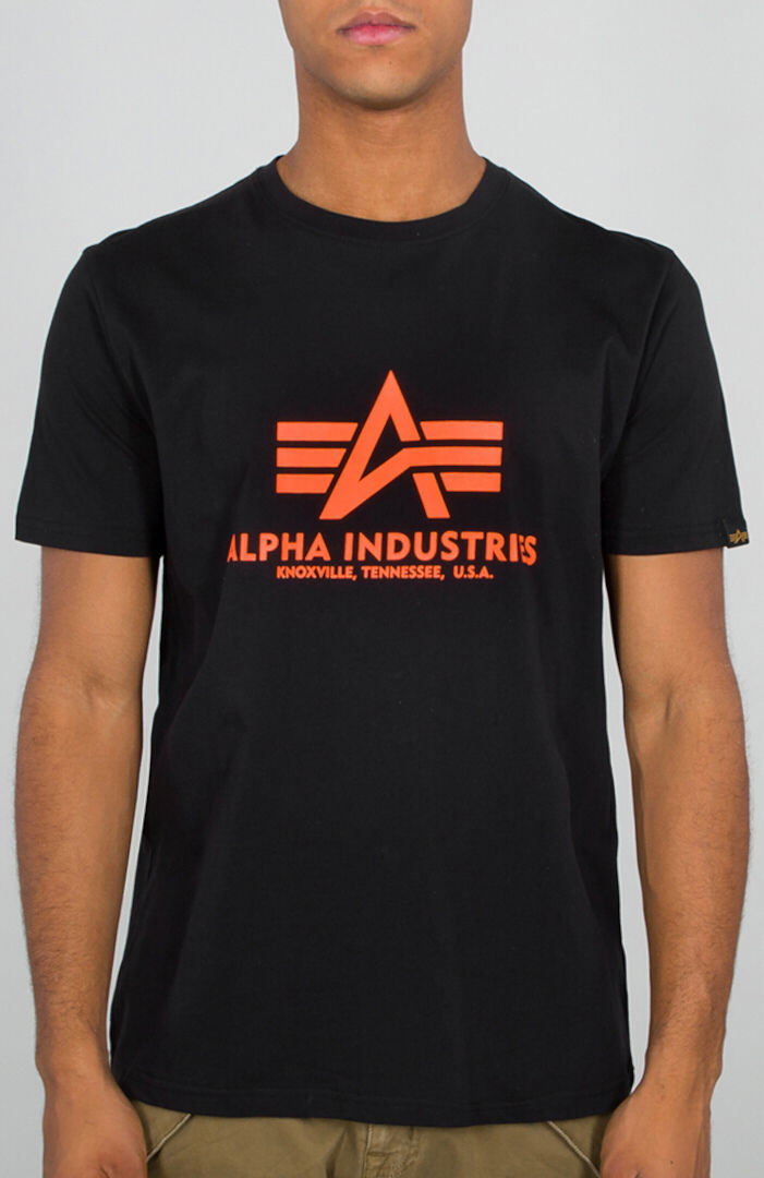 Alpha Industries Basic Neon Print T-Shirt L Schwarz Orange