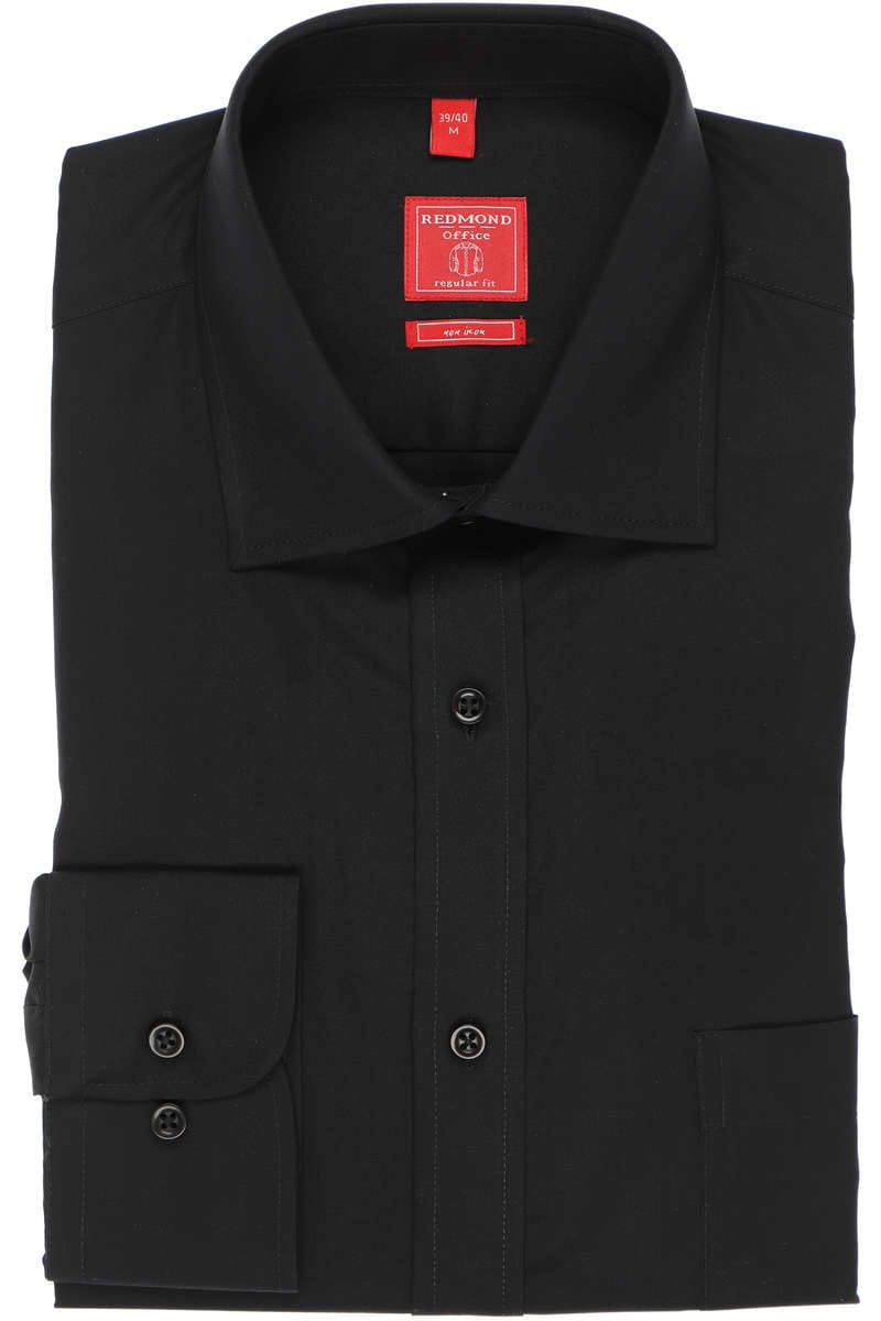 Redmond Regular Fit Hemd schwarz, Einfarbig Herren 6XL schwarz