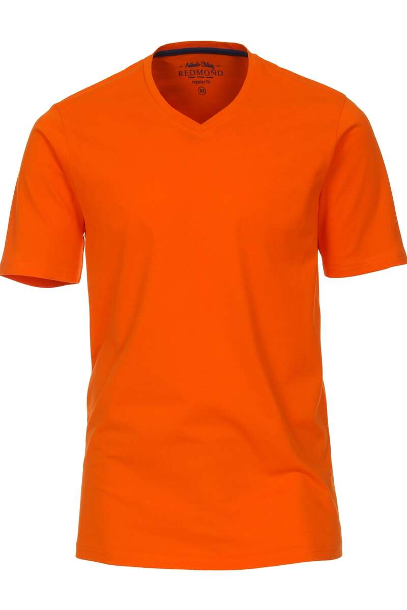 Redmond Casual Regular Fit T-Shirt V-Ausschnitt orange, Einfarbig Herren L orange