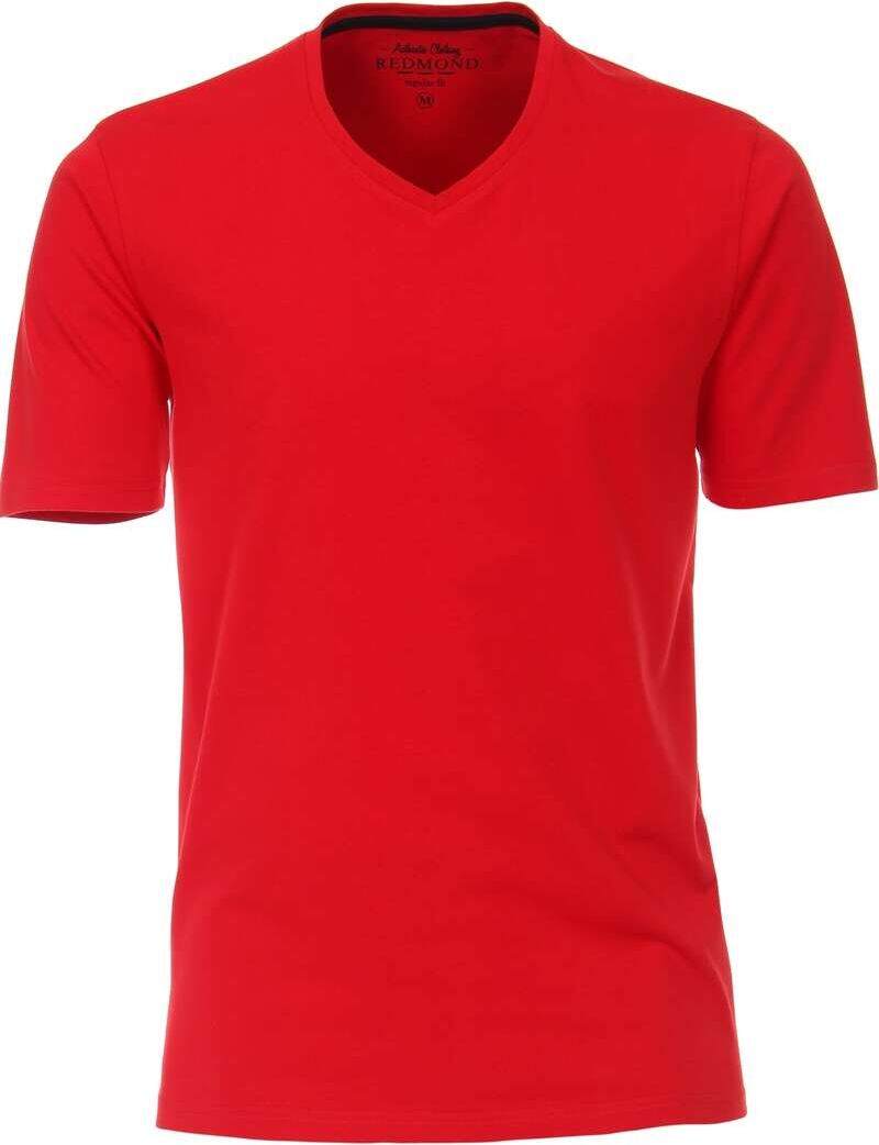 Redmond Regular Fit T-Shirt V-Ausschnitt rot, Einfarbig Herren M rot