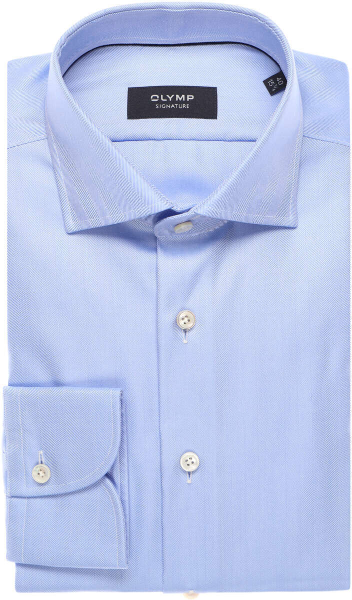 OLYMP SIGNATURE Tailored Fit Hemd hellblau, Fischgrat Herren 40 - M hellblau