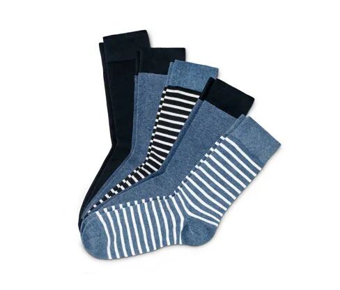 Tchibo - 5 Paar Socken - Dunkelblau/Gestreift - Gr.: 44-46 Baumwolle 2x 44-46