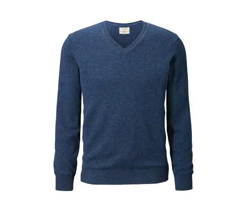 Tchibo - Cashmere-Pullover mit V-Ausschnitt - Blau/Meliert - Gr.: 54 Kaschmir Blau 54