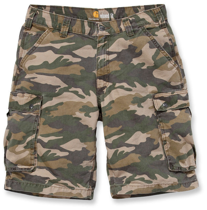 Carhartt Rugged Cargo Camo Shorts Šortky 32 Zelená Hnědá