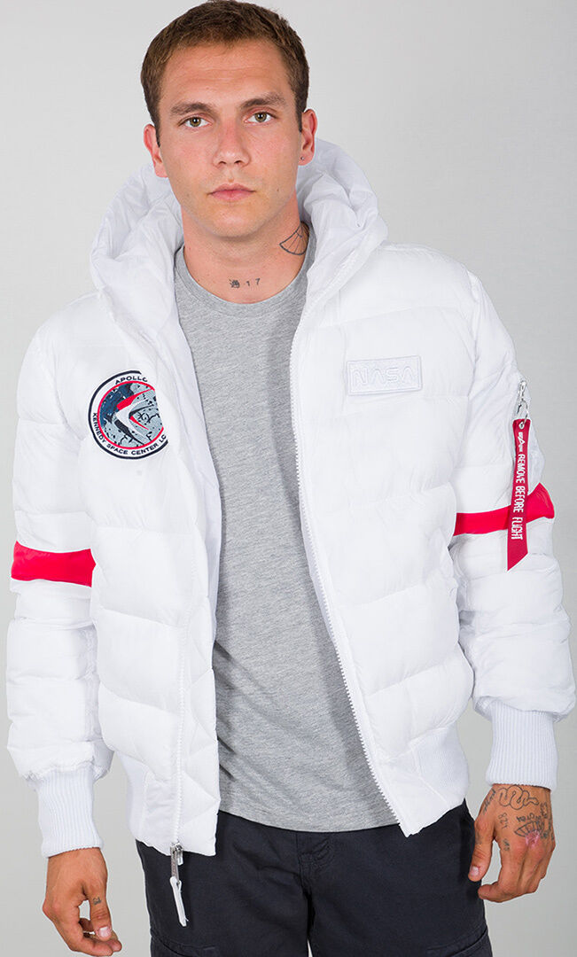 Alpha Industries Hooded Puffer FD NASA Bunda XL Bílá červená