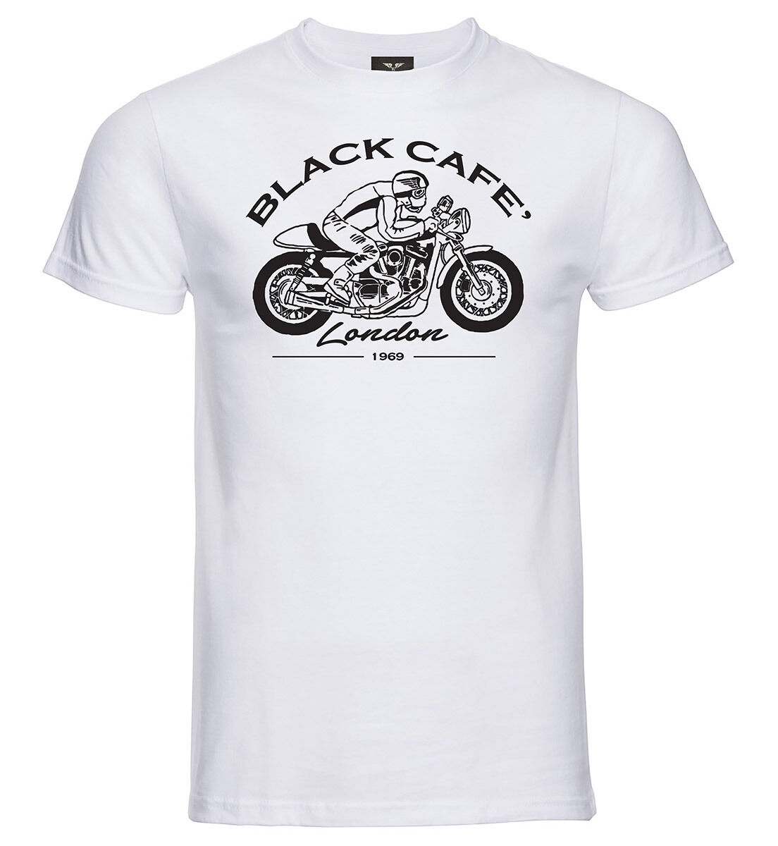Black-Cafe London Classic Racer T-shirt L Černá Bílá