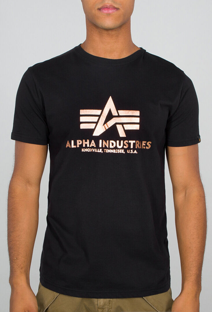 Alpha Industries Basic Foil Print T-shirt XL Černá Zlatá