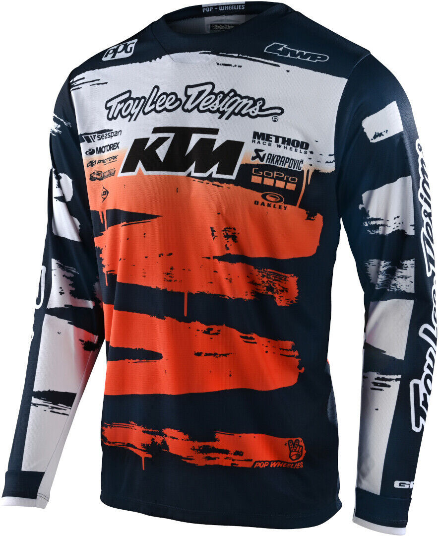 Troy Lee Designs GP Brushed Team Youth Motocross Jersey Mládežnický motokrosový dres L Modrá Oranžová