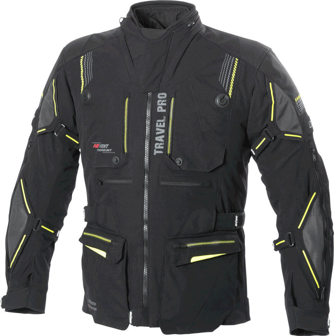 Büse Travel Pro Motocyklová textilní bunda 48 Černá Šedá žlutá