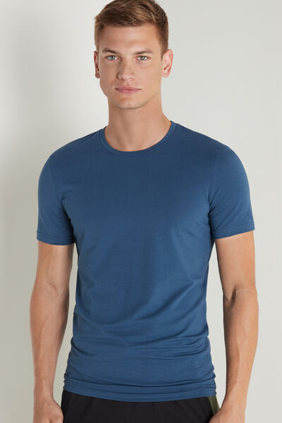 Tezenis Stretch Cotton T-shirt Člověk Modrá Größe XXL