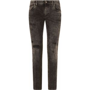 Dolce & Gabbana Schmale Jeans im Distressed-Look - Grau 44/46/48/50/54/56/60/52 Male