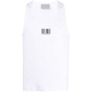VTMNTS barcode-print cotton tank top - Weiß S/M/L/XL Male