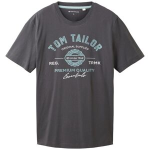 TOM TAILOR Herren T-Shirt mit Logo Print, schwarz, Logo Print, Gr. M