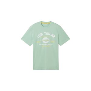 TOM TAILOR Herren T-Shirt mit Logo Print, grün, Logo Print, Gr. S